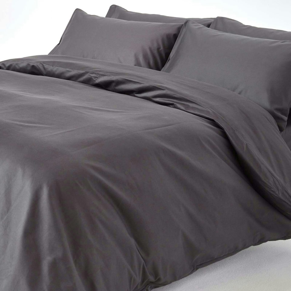 image 1 of Homescapes Dark Charcoal Grey European Size Egyptian Cotton Duvet Cover Set 1000 TC, 155 x 220 cm | Multi | Not provided