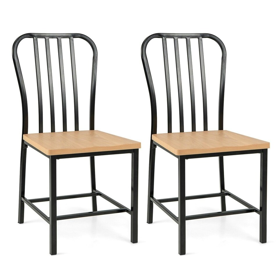 image 1 of COSTWAY Set of 2 Dining Chair Armless Spindle Kitchen Chairs Black