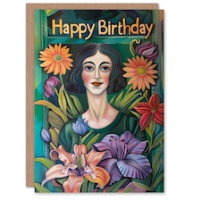 Florist Flower Shop Oil Woman Her Birthday Card