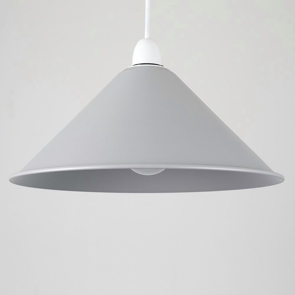 image 1 of ValueLights Waywell Grey Tapered Ceiling Light Shade with E27 LED Bulb