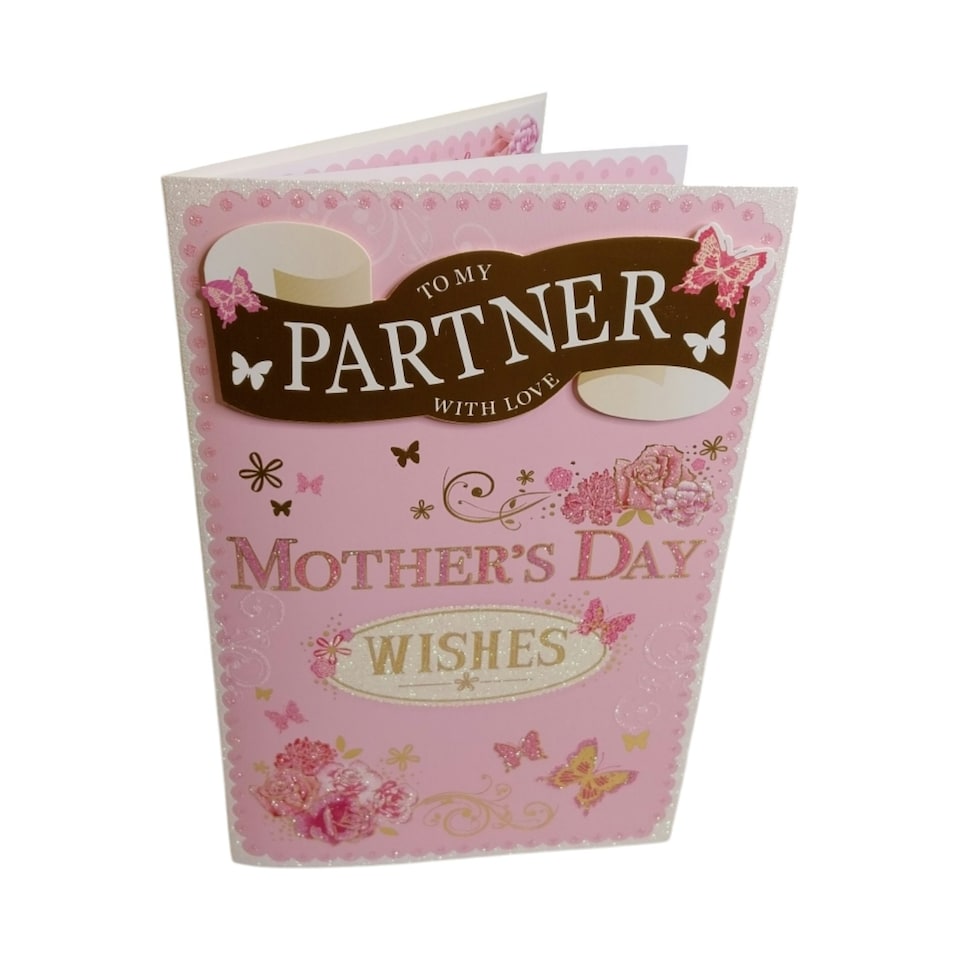 image 1 of To My Partner Butterflies and Flowers Design Mother's Day Boxed Card