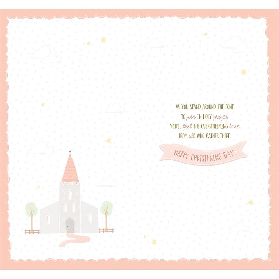 image 1 of Pink Spire Church & Sentiment Verse Granddaughter Christening Congratulations Card