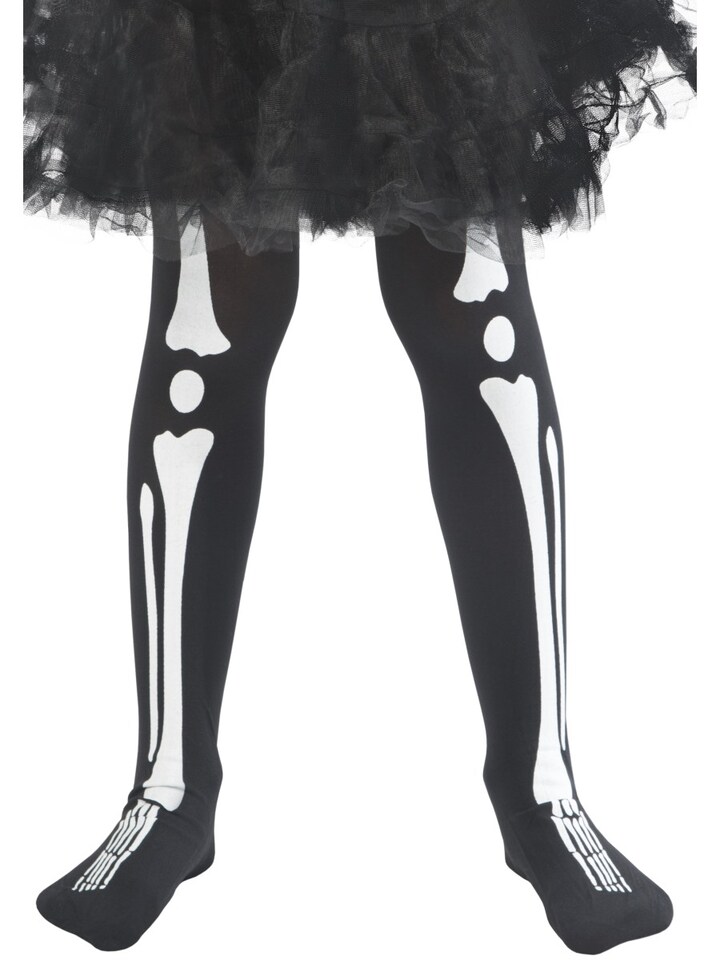 Skeleton Tights Girls Fancy Dress Spooky Bones Kids Halloween Costume Accessory