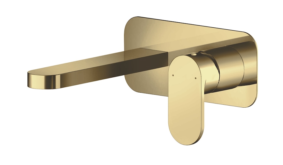 image 1 of Current Round Wall Mounted 2 Tap Hole Basin Mixer Tap - Brushed Brass | Gold | Brushed Brass | 1