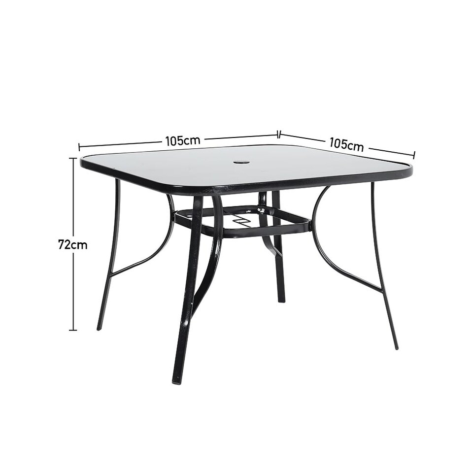 image 1 of Living and Home Outdoor Garden Bistro Set Tempered Glass Square Coffee Table with 2 Rattan Chairs