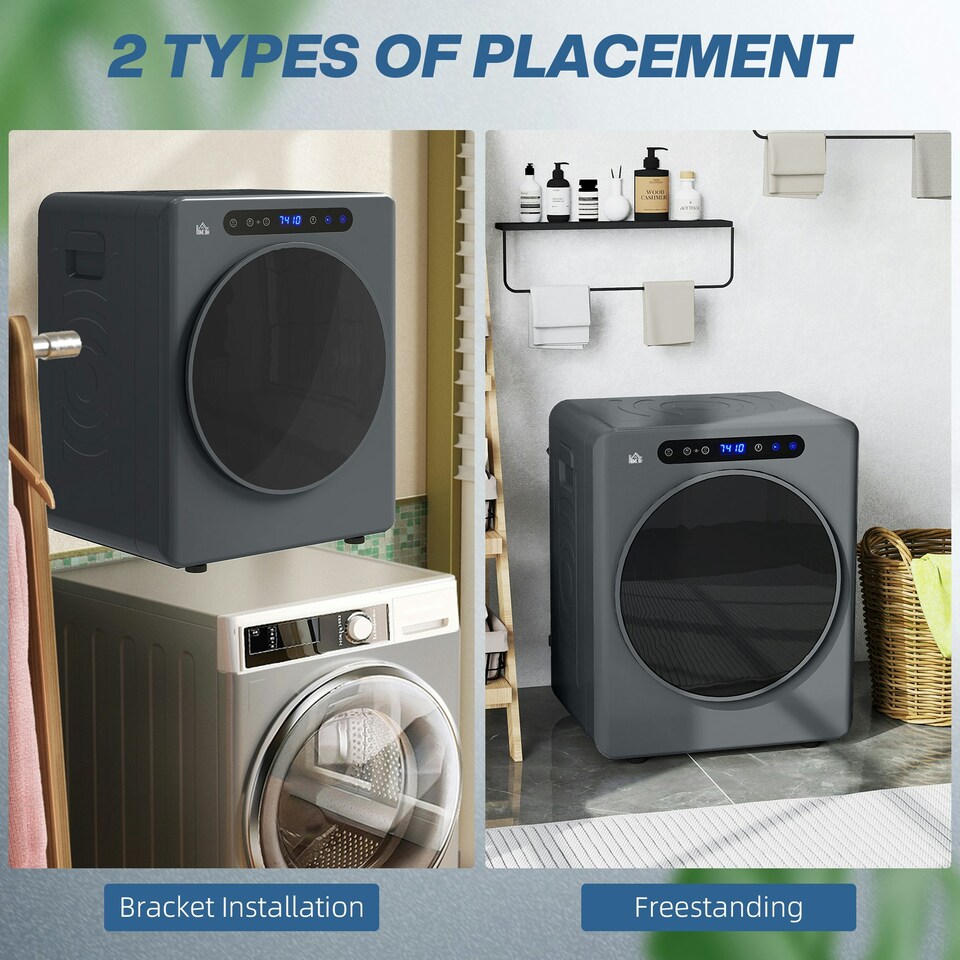 image 1 of HOMCOM 4kg Portable Vented Tumble Dryer Machine with Timer, 6 Heat Settings