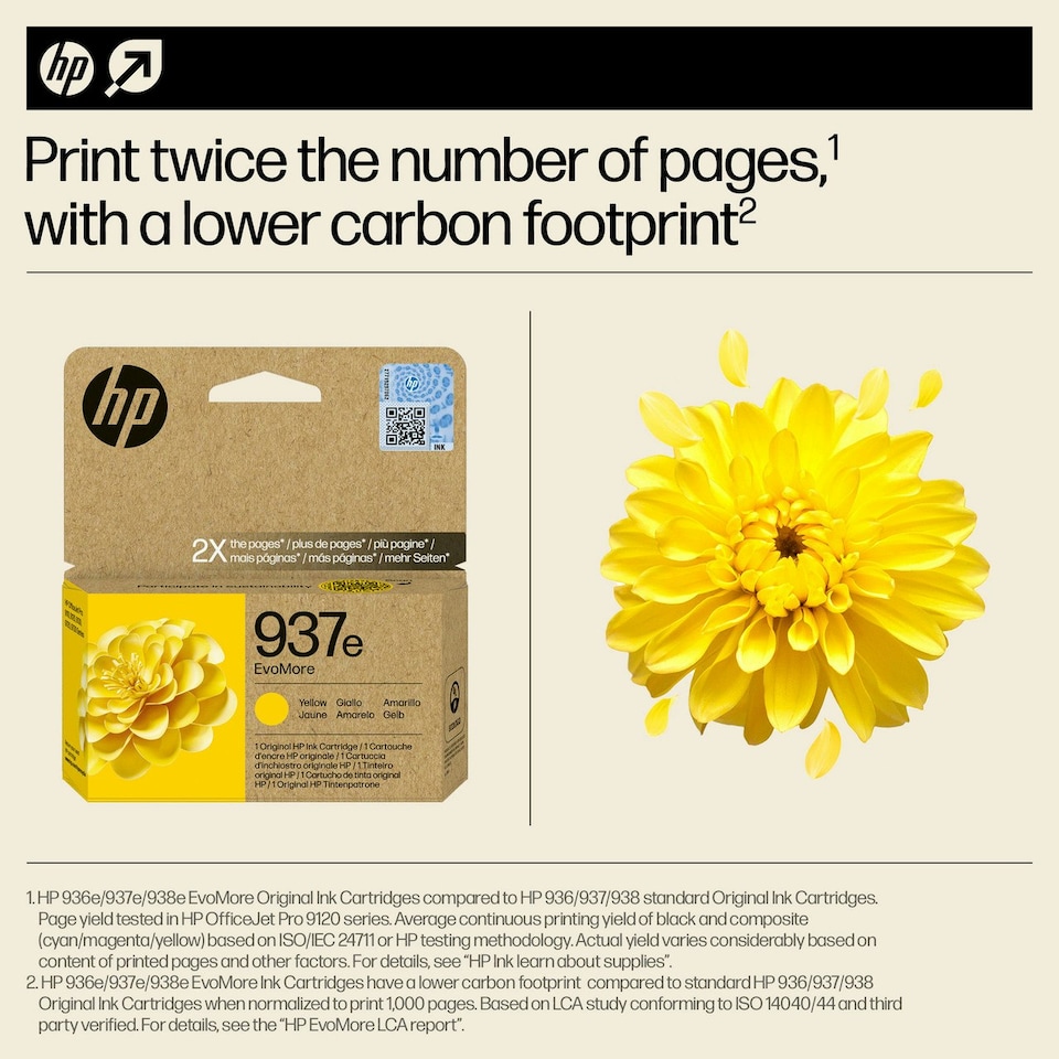 image 1 of HP 937e EvoMore Yellow Ink Cartridge Yellow | HP 937e EvoMore Yellow Ink Cartridge