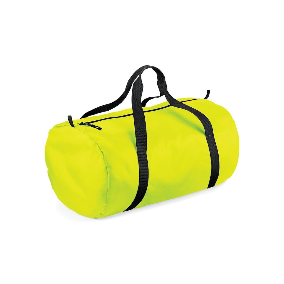 Bagbase Barrel Packaway Duffle Bag - Fluorescent Yellow/Black - One Size