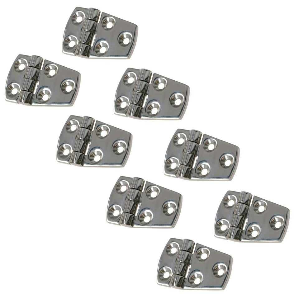 image 1 of Polished Door Hinge 8 Pack Stainless Steel 56mm x 38mm 316 Marine Cabin Hatch Silver
