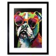 image 1 of Rainbow Colour English Bulldog Puppy Sunglasses 9x7" Black Framed Wall Art Print