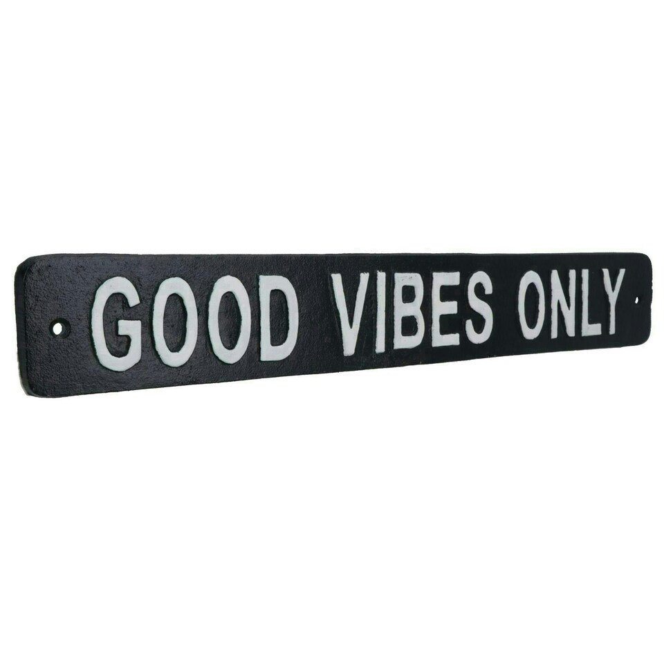 image 1 of Good Vibes Only Cast Iron Sign Plaque Wall Door Fence House Garden Yard Bar