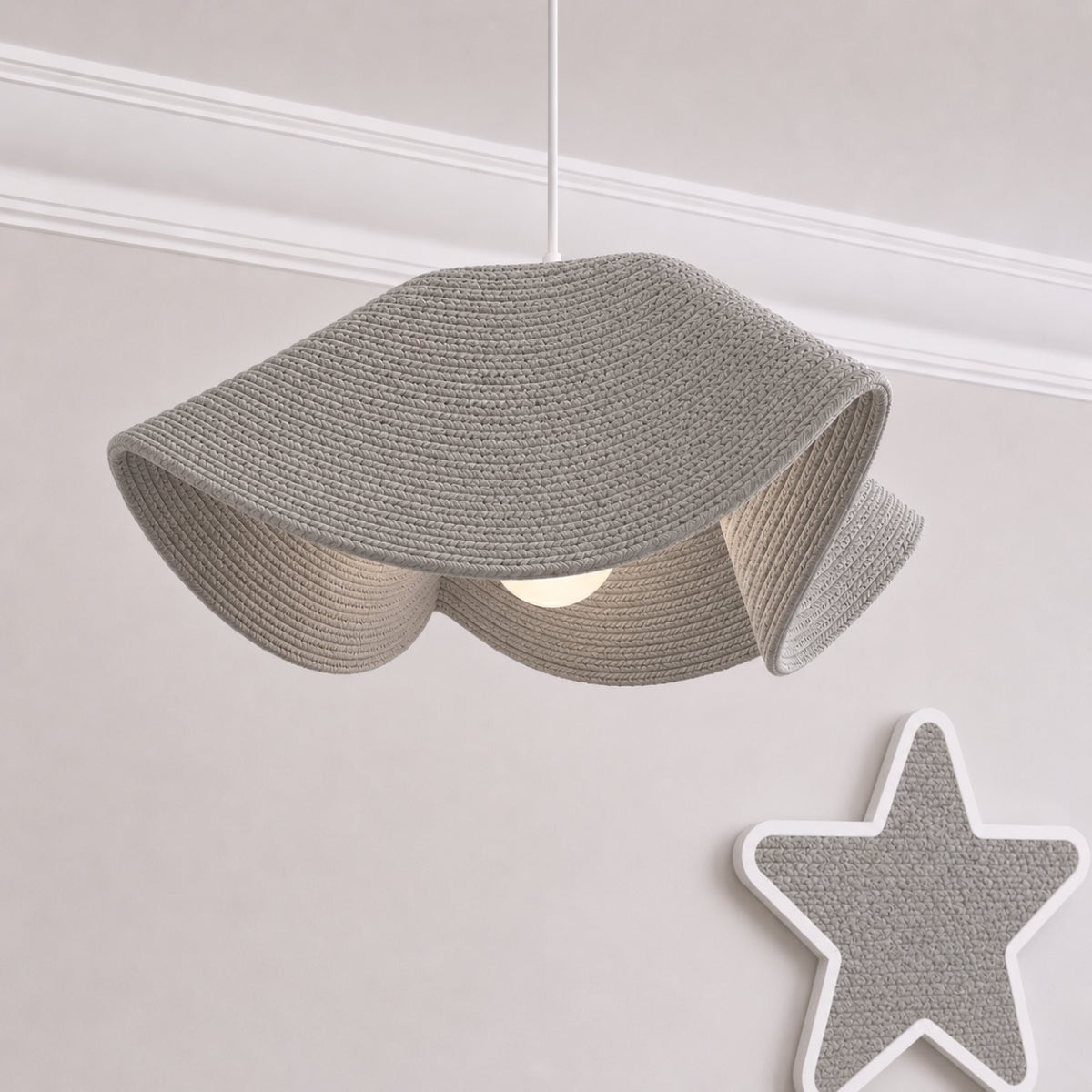 CGC Lighting Flora 78cm Grey Large Floppy Fabric Lampshade in Light Grey