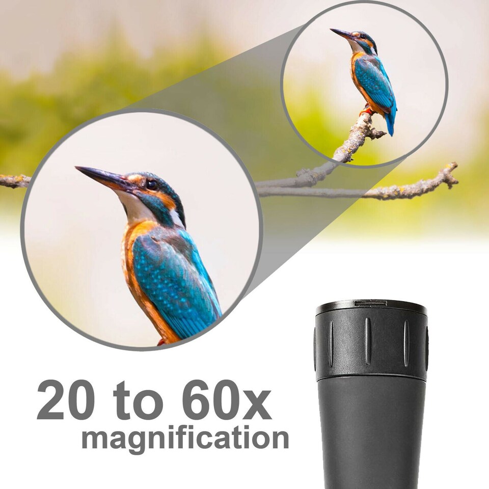 image 1 of Nedis 20-60x60 HD Spotting Scope with Tripod and Carrying Bag, 45 Degree Angled Telescope for Target Shooting Wildlife Bird Watching - Black