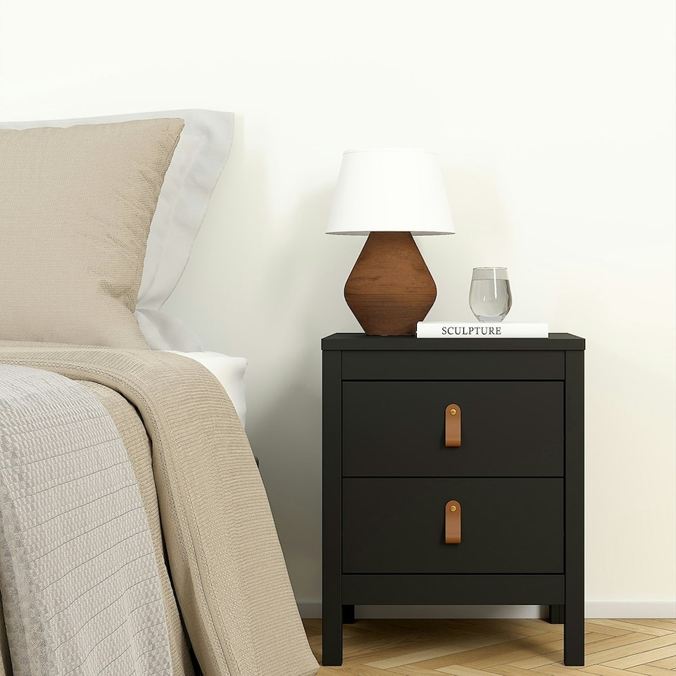 image 1 of Barcelona 3 Piece Bundle, Bedside, Chest and 3 Door Wardrobe in Matt Black