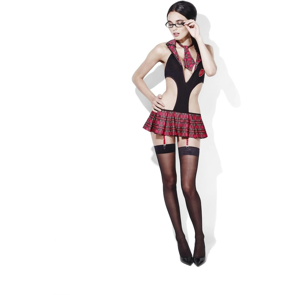 image 1 of Fever Womens/Ladies Head Girl Student Baby Doll Clothing Set - Black/Red - S S