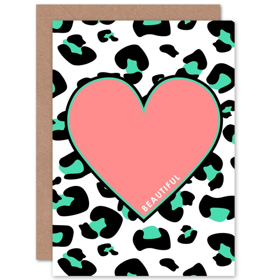 image 1 of Coral Green Beautiful Reverse Leopard Quote Card