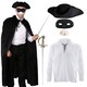 image 1 of Highway Man Costume - Black Tricorn Hat and Accessories White | L