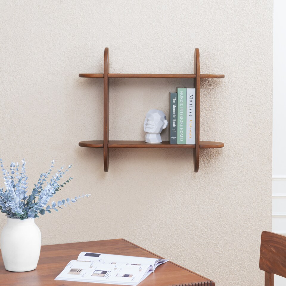 image 1 of Montague Floating Shelves - 2 Tier Solid Wood Wall Mounted Shelf