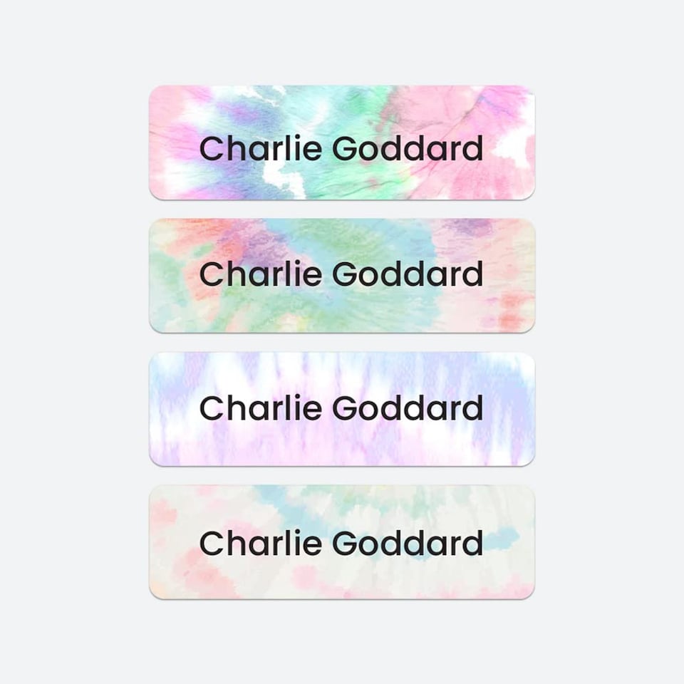 image 1 of Dotty About Paper 64 x Personalised School Name Labels Tie Dye