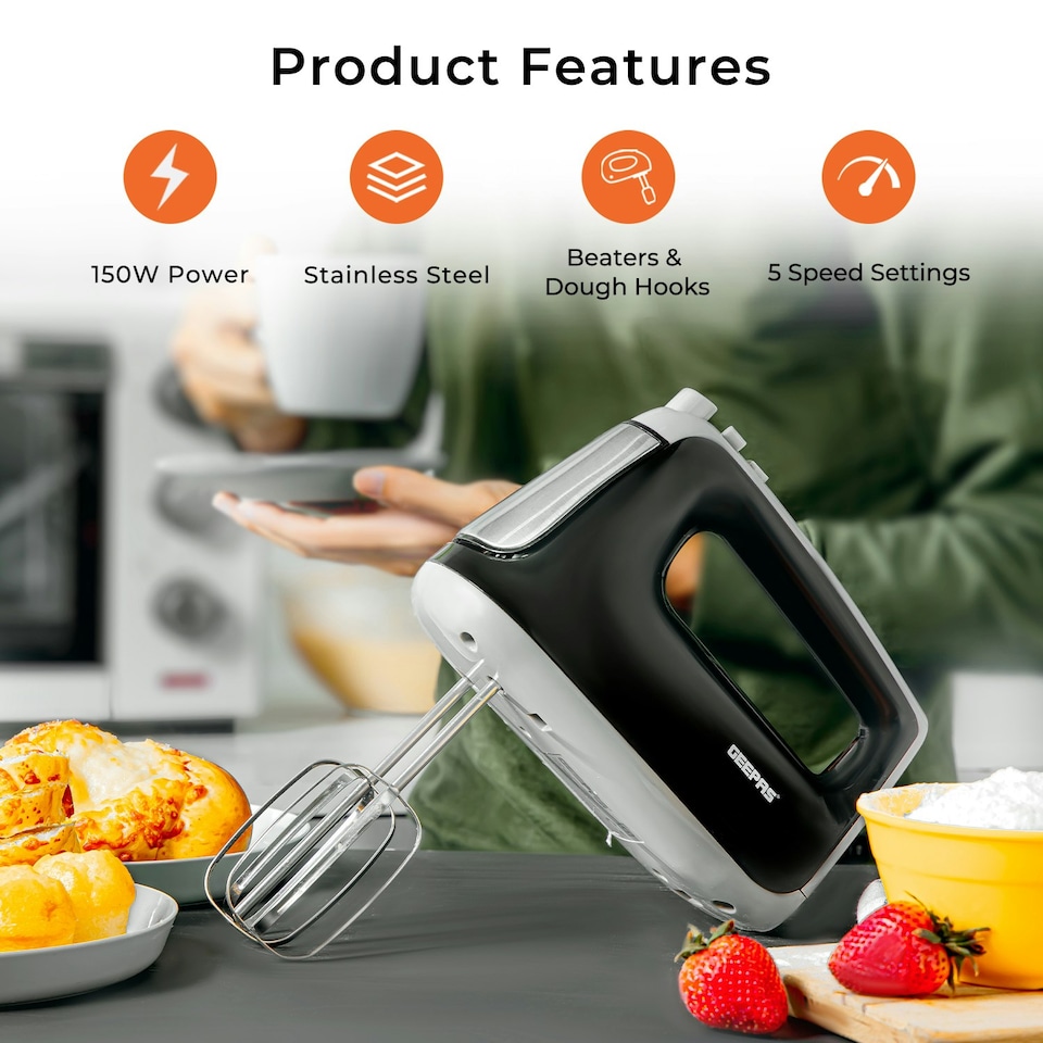 image 1 of GEEPAS 400W Hand Mixer | Electric Whisk Black