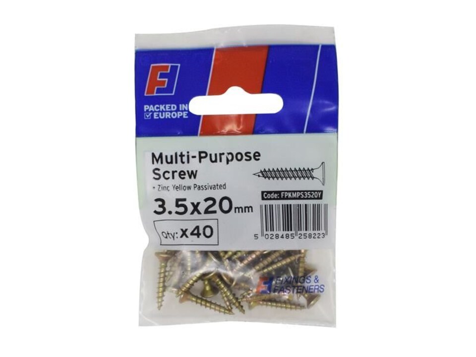 ForgeFix - Multi-Purpose Pozi Screw CSK ST ZYP 3.5 x 20mm ForgePack 40