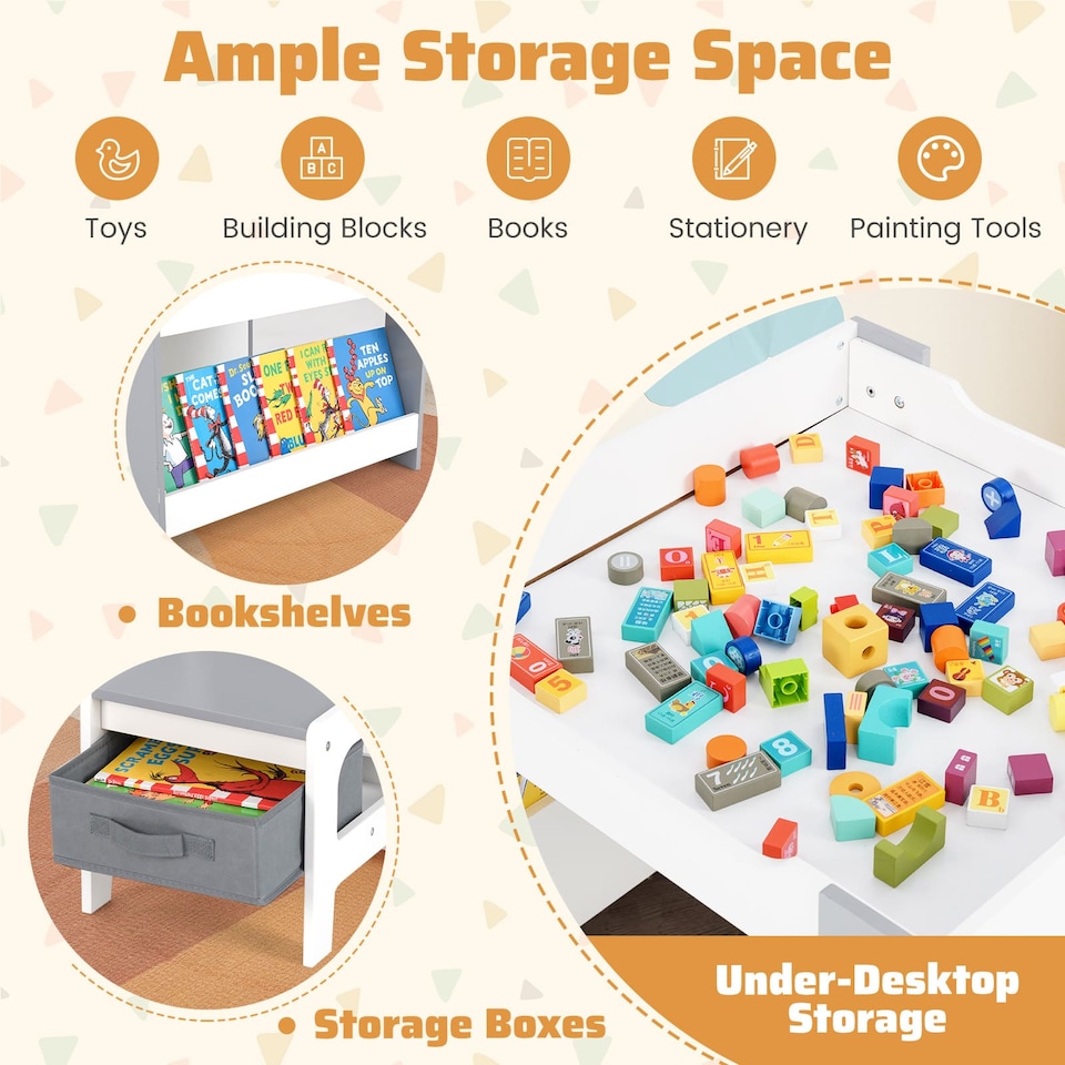 image 1 of COSTWAY 4-in-1 Kids Table and Chair Set Grey