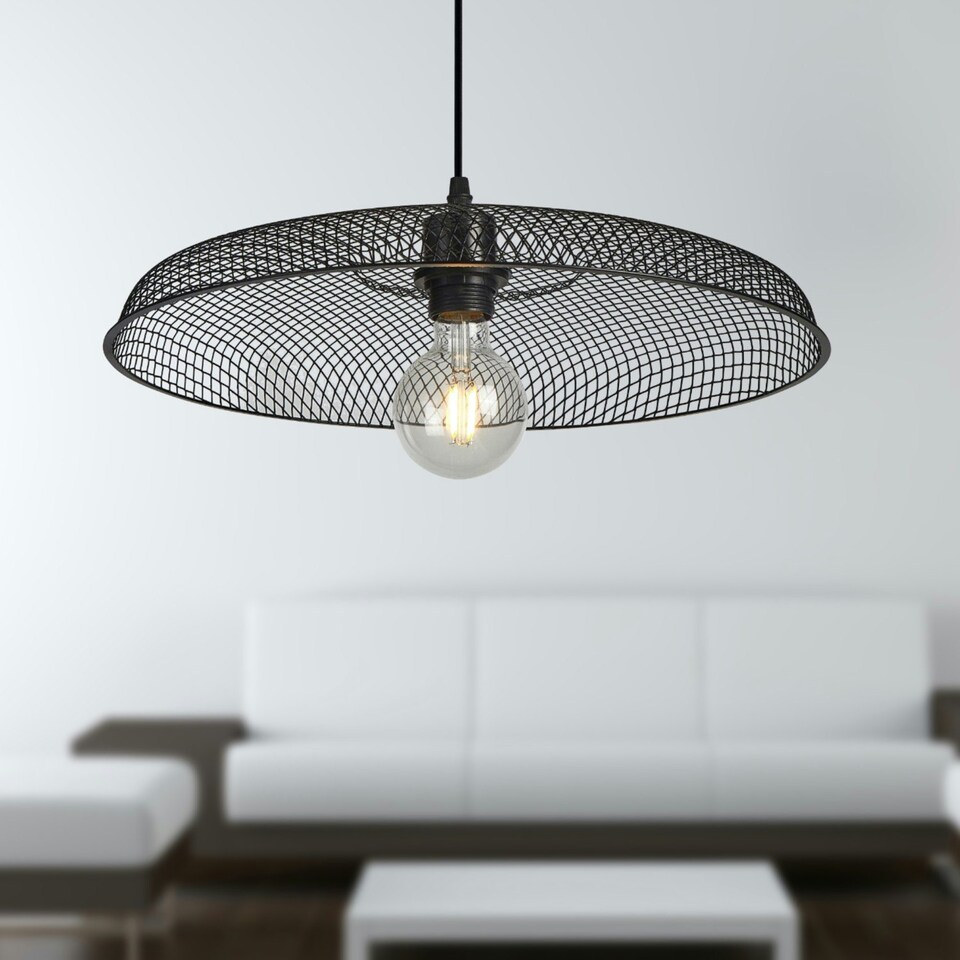 image 1 of Set of 2 Cassidy - Large Black Mesh Ceiling Pendant Lights Black