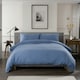 image 1 of St Quentin 100% Cotton Double Gauze Duvet Cover Set - Soft & Breathable Bedding - 180 Thread Count Blue | Denim | King