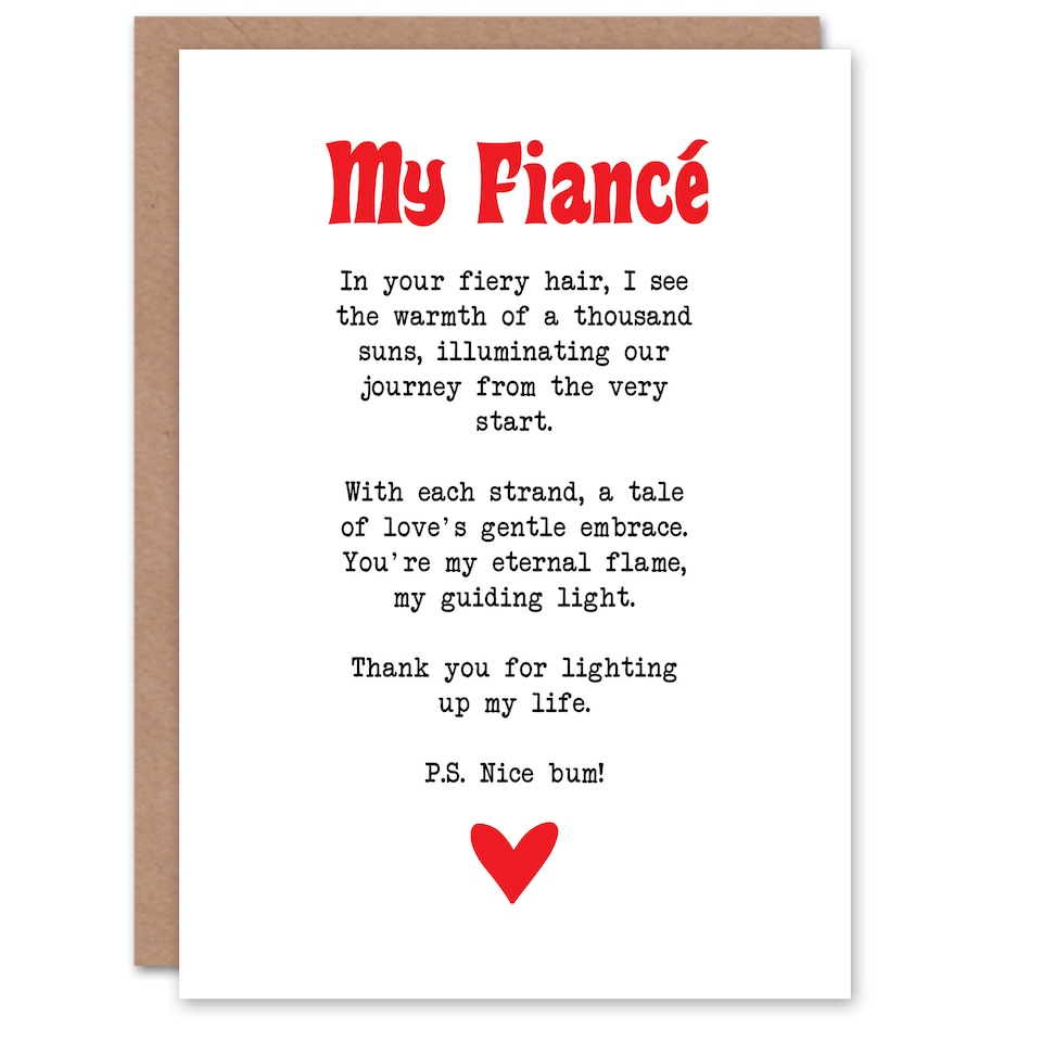 image 1 of Greeting Card Love Poem Ginger Fiancé Romantic Funny Valentine's Day