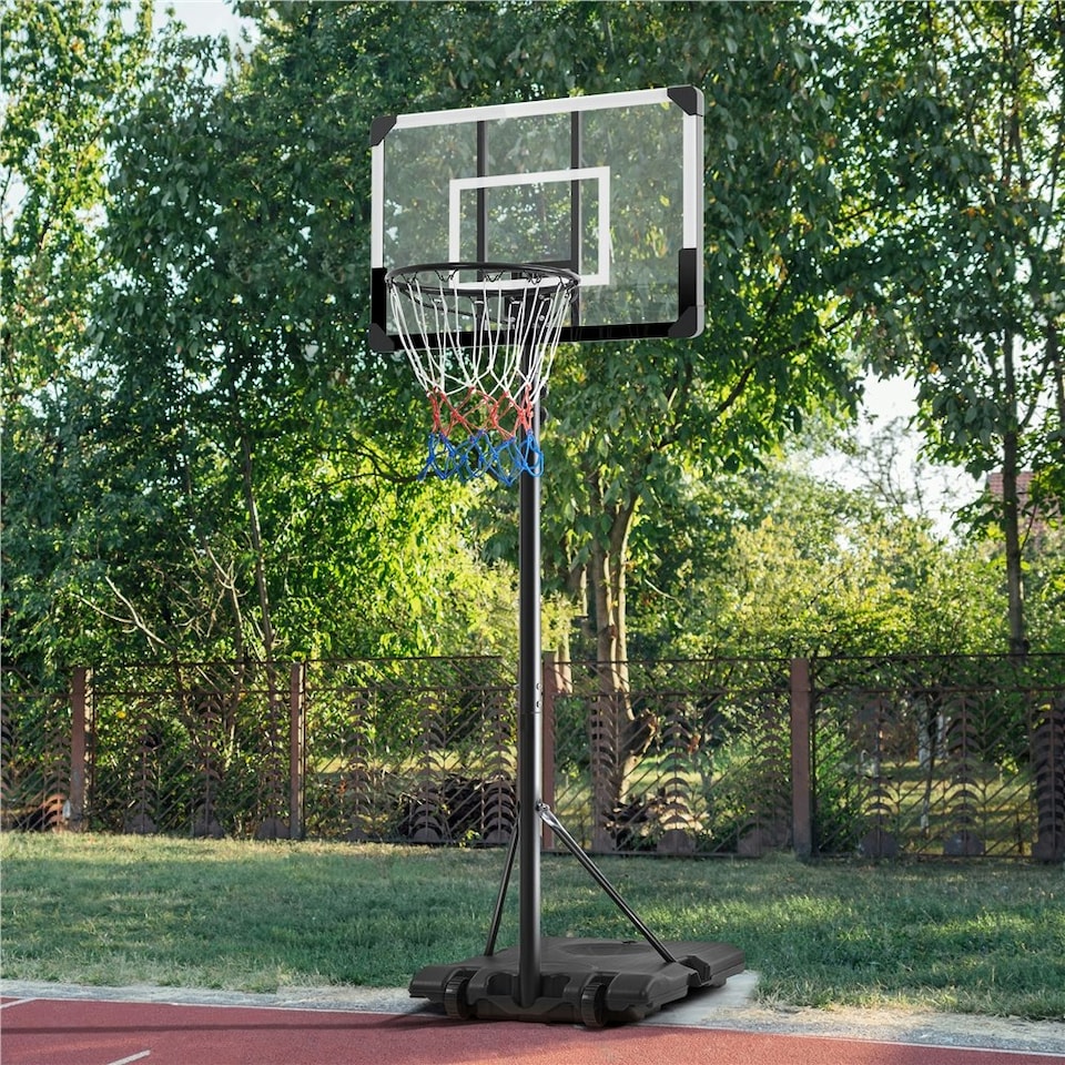 image 1 of Yaheetech Height-Adjustable Basketball Hoop Black/White