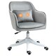 image 1 of Vinsetto Velvet Office Chair, Desk Chair, Makeup Vanity Chair with Massage Lumbar Pillow and Rolling Wheels for Bedroom and Home, Grey