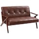 image 1 of HOMCOM Compact 2 Seater Sofa, Vintage Tufted Loveseat Sofa with Solid Wood Legs, PU Leather Small Couch Settee for Living Room, Bedroom, Home Office, 133 x 81 x 78.5 cm, Brown