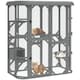 image 1 of PawHut Walk-in Catio, Outdoor Cat Enclosure with 4 Jumping Platforms, Condo and Waterproof Cover, Outdoor Indoor Large Cat House for 2-3 Kittens ,Grey