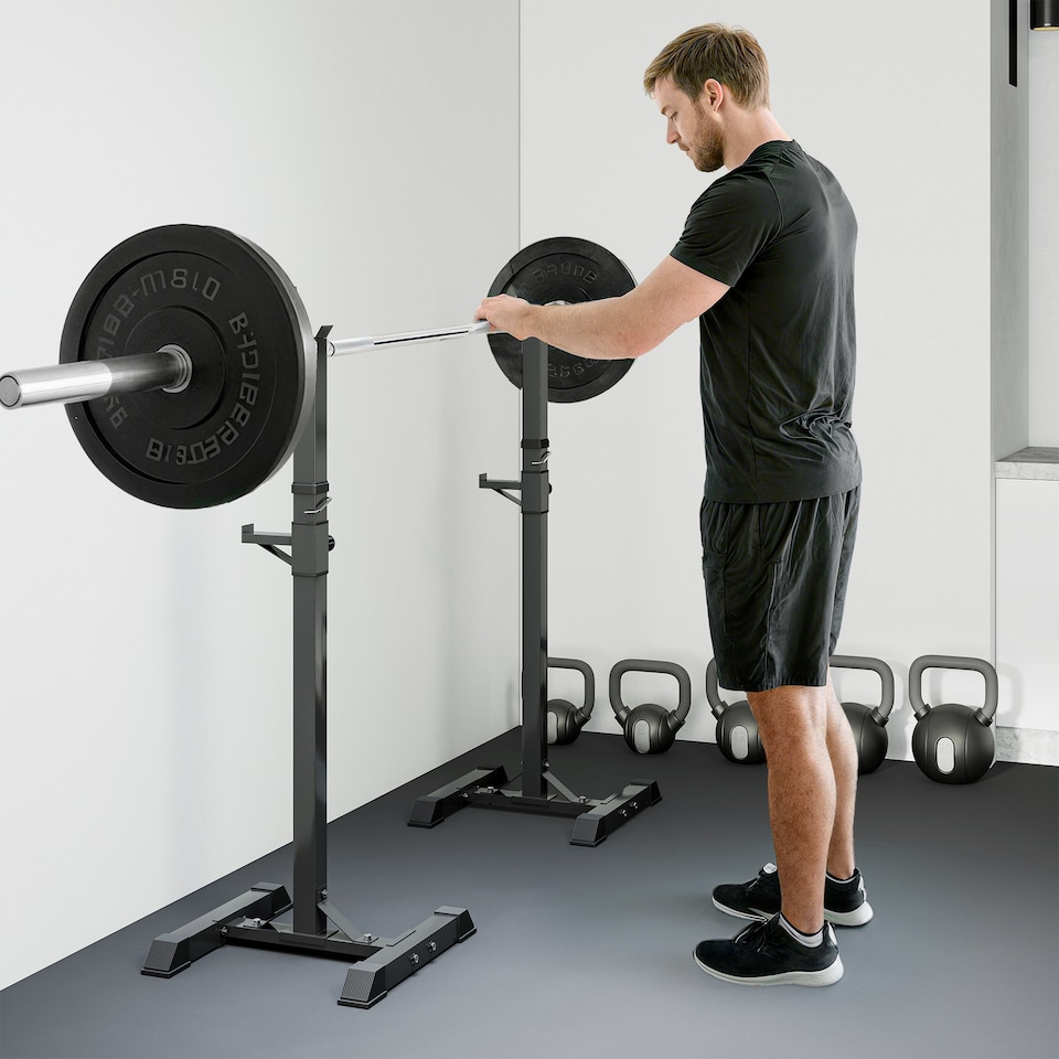 image 1 of HOMCOM Power Rack Weight Stand Bar Barbell Squat Stand Spotter, for Home Workout