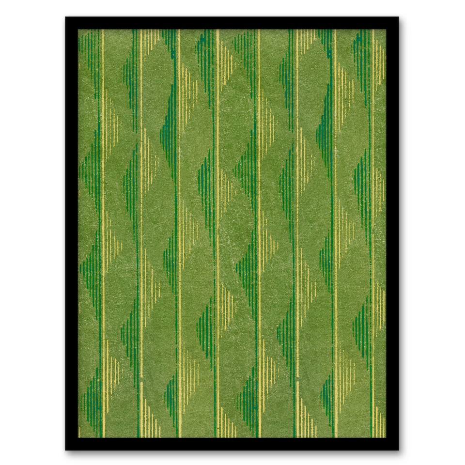 image 1 of Furuya Korin Framed Wall Art Print Green Lines Vintage Pattern Home Décor