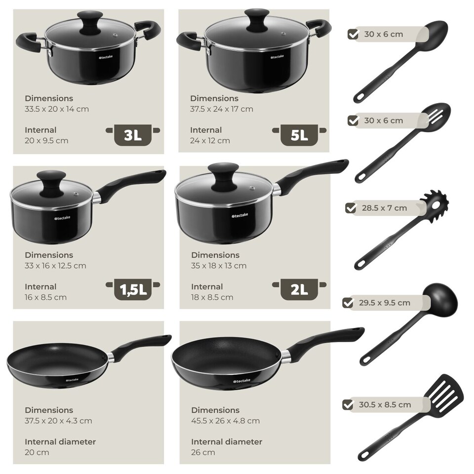 image 1 of Pan Set Varese - 15-piece, 4 pots, 2 pans, non-stick, including kitchen utensils