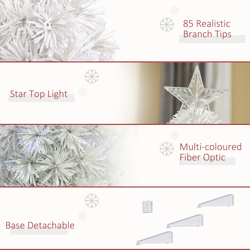 image 1 of HOMCOM 2.5ft Prelit Artificial Christmas Tree for Tabletop with Multicoloured Fibre Optics Small Xmas Decoration  White