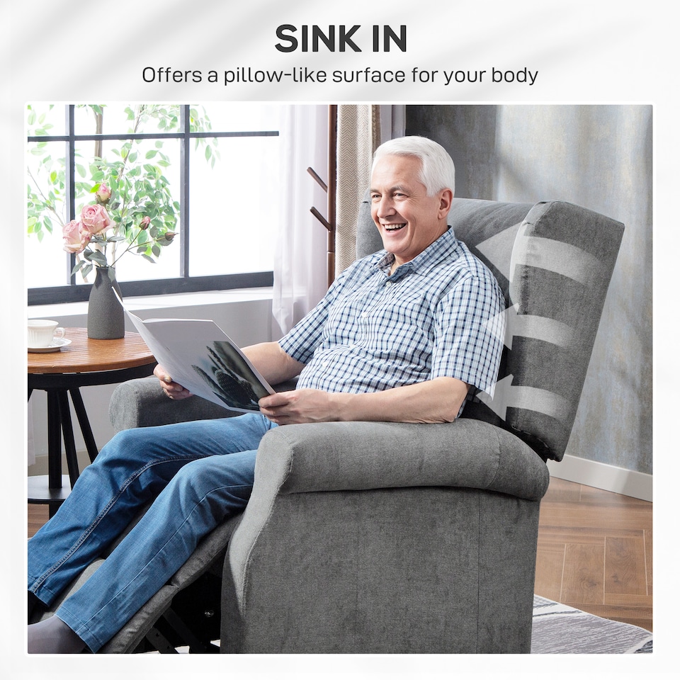 image 1 of HOMCOM Power Lift Chair, Fabric Recliner Armchair w/ Remote Charcoal Grey | Grey
