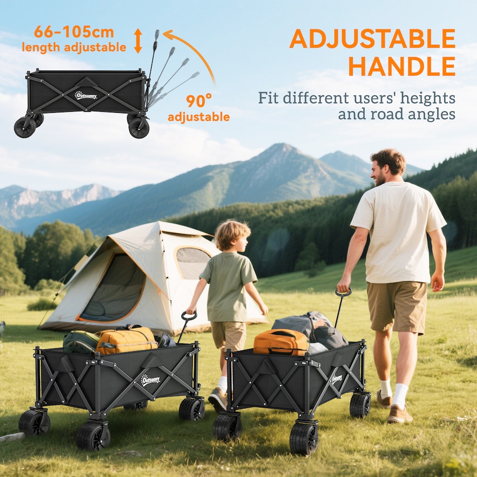 image 1 of Outsunny Foldable Garden Cart, Outdoor Utility Wagon with Carry Bag, Camouflage