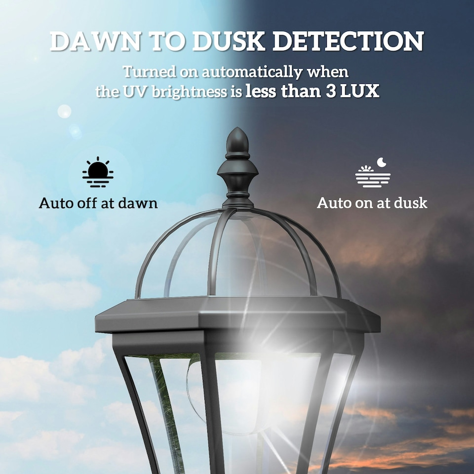 image 1 of Outsunny 2 PCS LED Garden Lights Lamp Solar Powered Lantern Auto Switch Patio