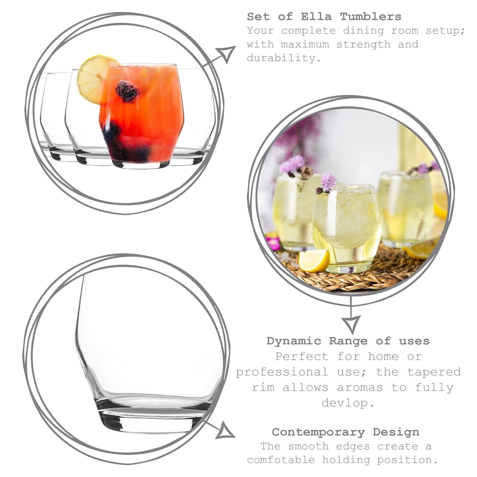 image 1 of LAV Ella Whisky Glasses - 370ml - Clear - Pack of 6