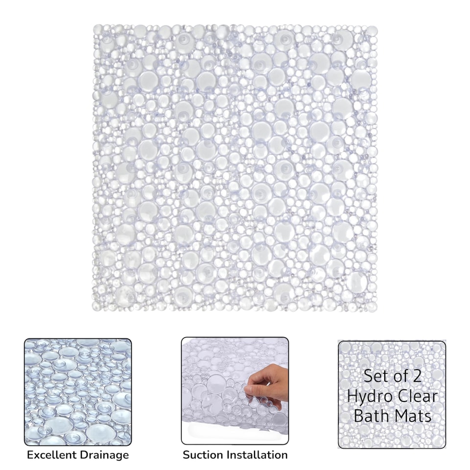image 1 of Hyrdro Anti Slip Clear PVC Shower Mat 50cm x 50cm | Clear | Clear | 1