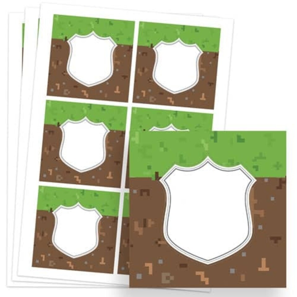Pixels Design 80mm Square Sticker sheet of 6