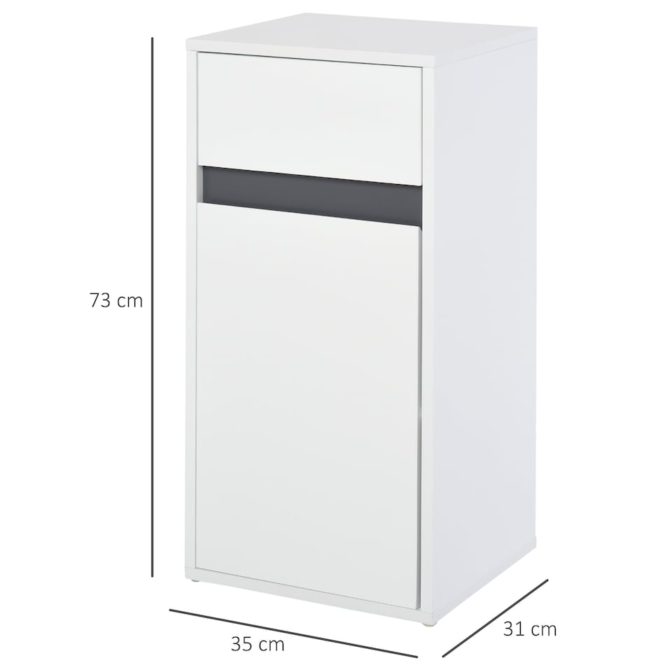 image 1 of HOMCOM Modern Minimalistic Bathroom Storage Cabinet w  Drawer Cupboard Adjustable Shelf Door Home Organiser Sleek Beautiful Freestanding Compact White