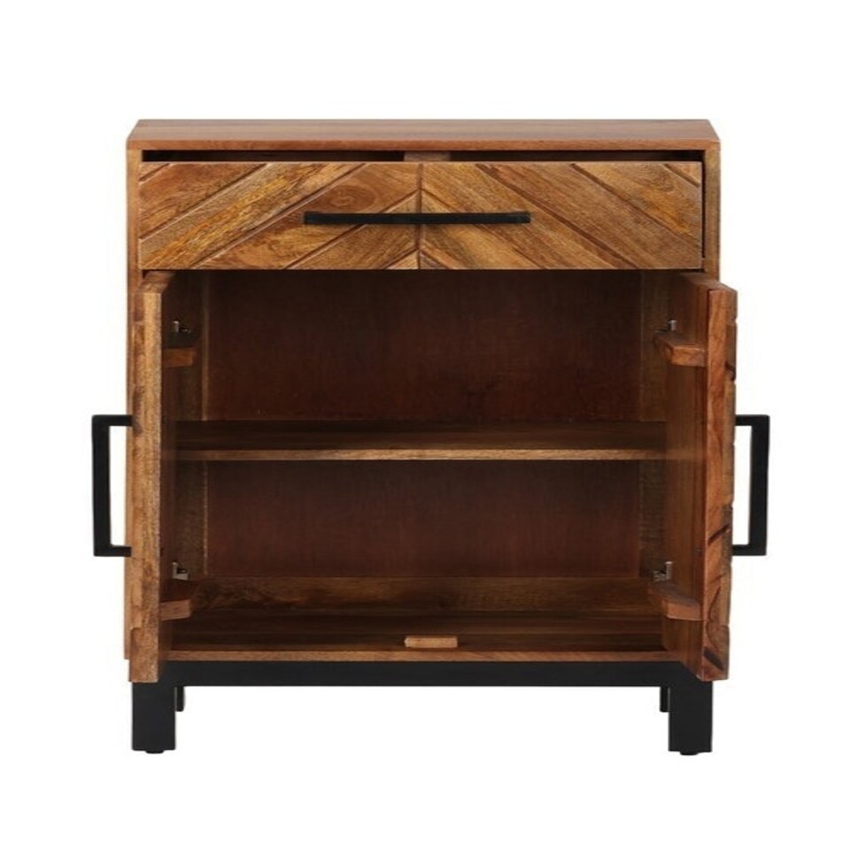 image 1 of Parquet Tall Slim Sideboard - Mango Wood/Iron - L30 x W54 x H90 cm - PP Finish Brown