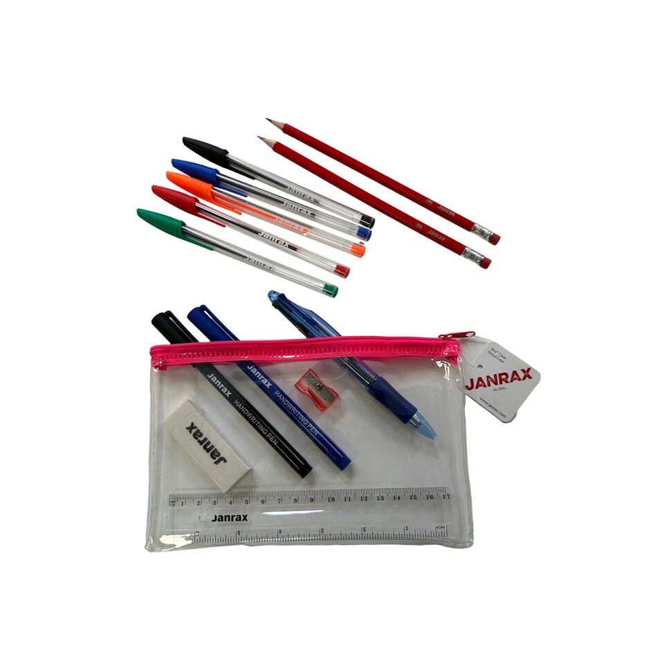 image 1 of Stationery Filled Pink Zip 8x5" Pencil Case