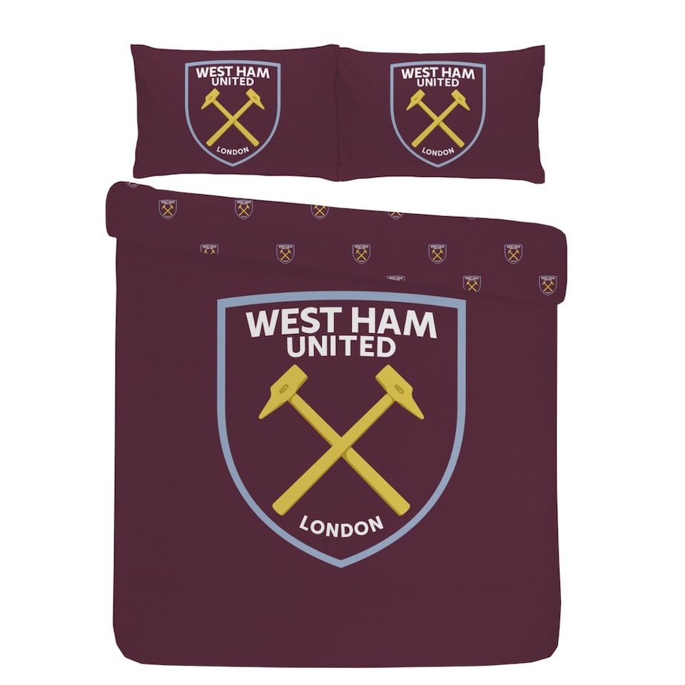 image 1 of West Ham United FC Crest Duvet Cover Set | Red | Burgundy | Double | 1