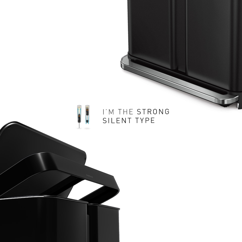 image 1 of Simplehuman 58L Recycling Rectangular Pedal Bin with Liner Pocket, Matte Black Steel