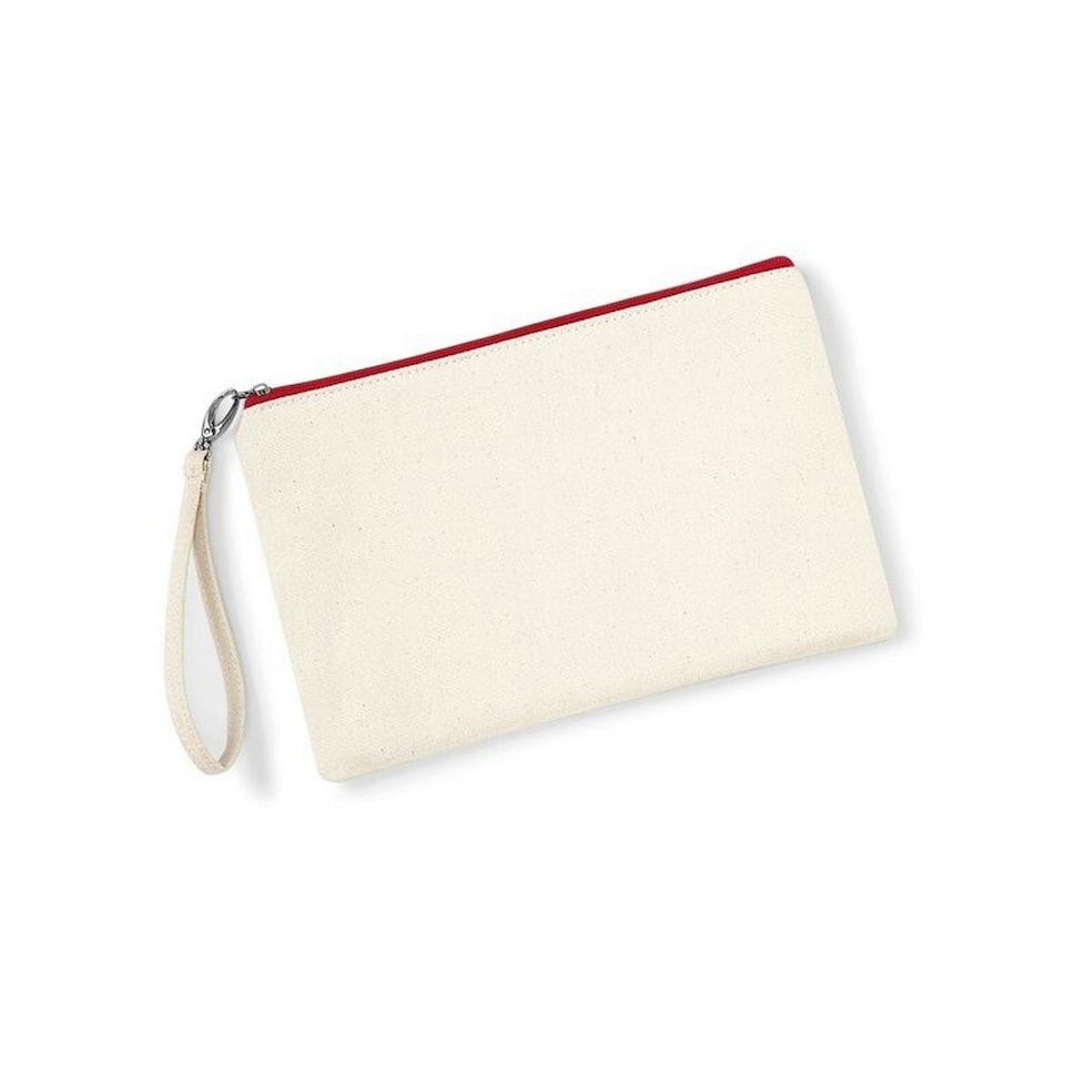image 1 of Westford Mill Canvas Wristlet Pouch - Natural/Red - One Size Cream