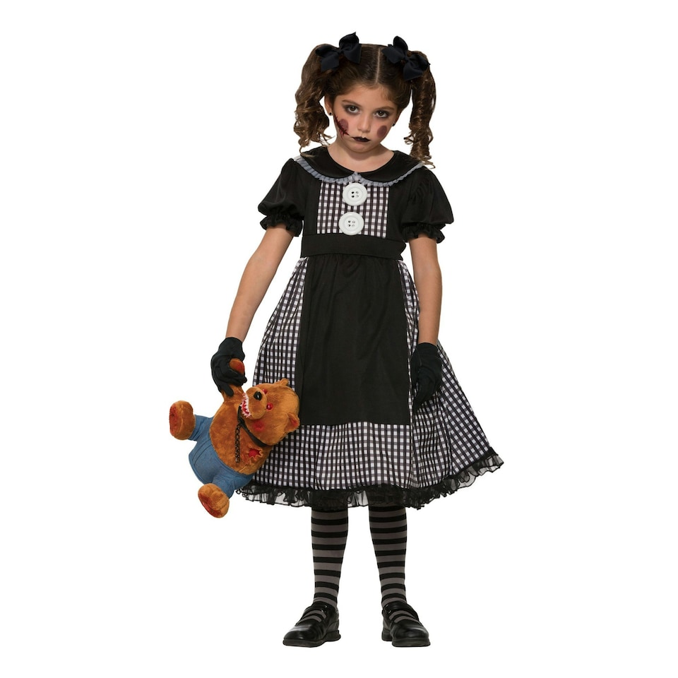 Bristol Novelty Girls Rag Doll Costume - Black/White - S S